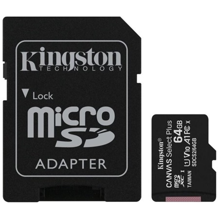 Kingston microSDXC 64GB Canvas Select Plus + SD adaptr