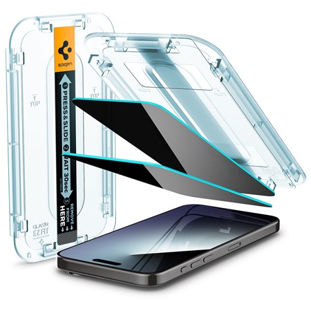 Spigen Glass.tR EZ Fit Privacy tvrzen sklo pro Apple iPhone 15 Pro Max 2ks
