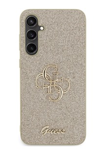 Guess PU Fixed Glitter 4G Metal Logo zadní kryt pro Samsung Galaxy S23 FE zlatý