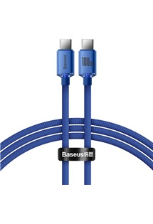 Baseus Crystal Shine Series USB-C / USB-C 100W 1,2m opletený modrý kabel
