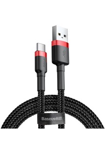 Baseus Cafule Series USB-A / USB-C 0,5m opletený černý / červený kabel
