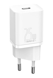 Baseus Super Si 25W PD nabíječka do sítě s kabelem USB-C bílá
