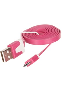 OEM USB-A / micro USB 1m plochý tmavě růžový kabel