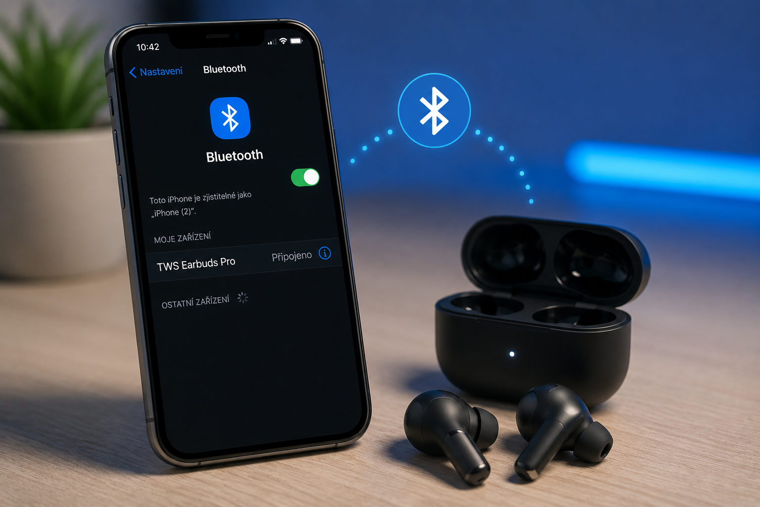 Bluetooth sluchátka a smartphone
