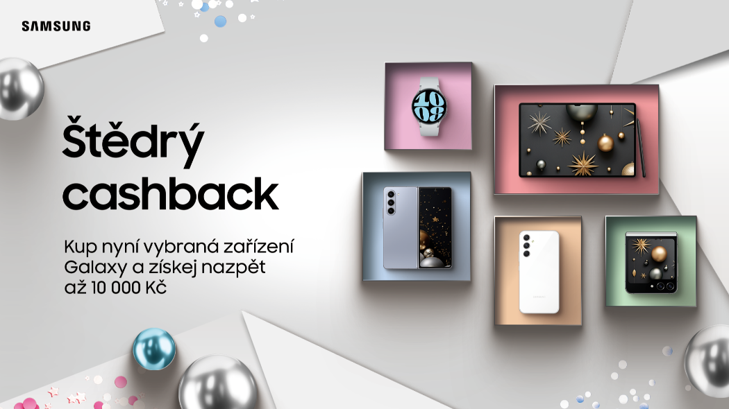 Vánoční nadílka Samsung: Získejte cashback až 10 000 Kč na zařízení Galaxy