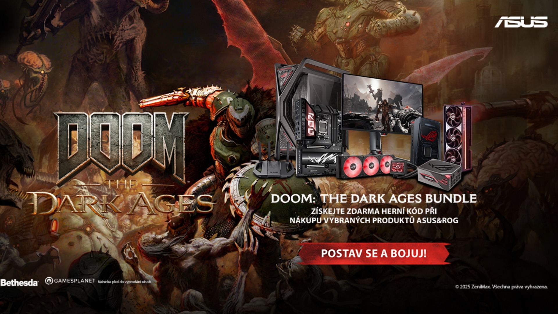 Získejte DOOM: The Dark Ages zdarma k vybraným produktům ASUS!