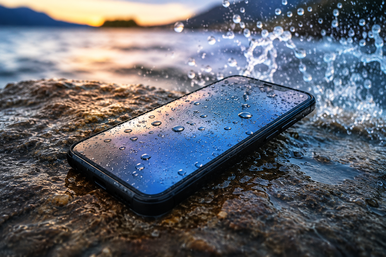 Voděodolný telefon u vody