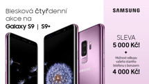 Od čtvrtka 16.8. do pondělí 20.8. ušetřete až 9.000 Kč! Samsung Galaxy S9 | S9+ Blesková akce!