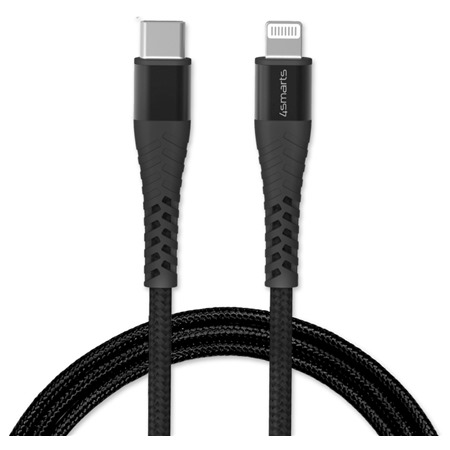 4smarts PremiumCord USB-C / Lightning, 3m 20W odolný černý kabel, MFi