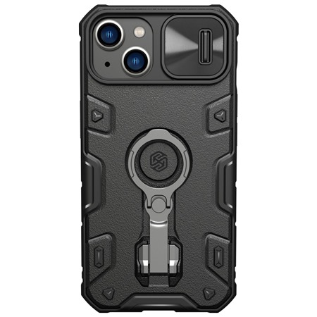 Nillkin CamShield Armor Pro odoln zadn kryt s krytkou kamery a stojnkem pro Apple iPhone 14 / 13 ern