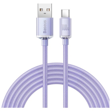 Baseus Crystal Shine Series USB-A / USB-C 100W 2m opleten fialov kabel