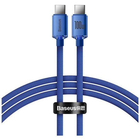 Baseus Crystal Shine Series USB-C / USB-C 100W 1,2m opleten modr kabel