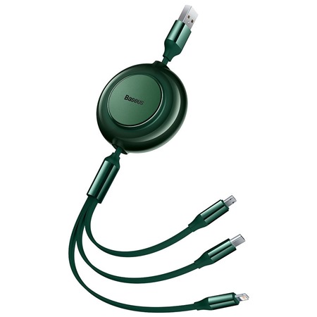 Baseus Bright Mirror 3v1 micro USB / USB-C / Lightning 1,1m zelen kabel