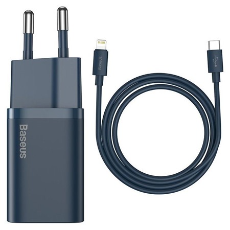 Baseus Super Si 20W nabjeka USB-C a Simple Wisdom data kabel USB-C / Lightning modr