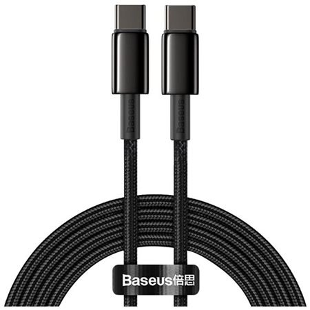 Baseus Tungsten Gold USB-C / USB-C 100W 2m opleten ern kabel