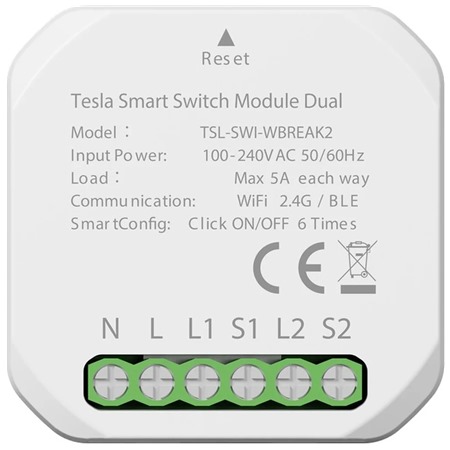 TESLA Smart Switch Module Dual rel chytrho osvtlen