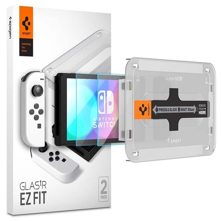 Spigen Glass.tR EZ Fit tvrzen sklo pro Nintendo Switch OLED 2ks