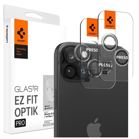 Spigen Glass.tR EZ Fit Optik Pro tvrzen sklo na oky fotoapartu pro Apple iPhone 15 Pro / 15 Pro Max 2ks ir