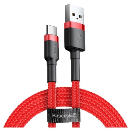 Baseus Cafule Series USB-A / USB-C 1m opletený červený kabel