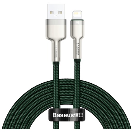 Baseus Cafule Series USB-A / Lightning 2m opleten zelen kabel