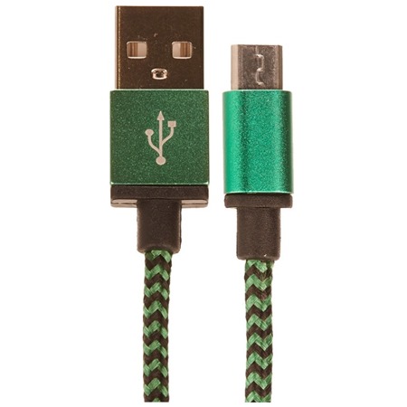 CellFish USB-A / micro USB 1m opletený zelený kabel