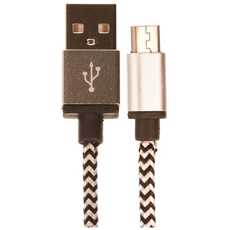 CellFish USB / micro USB, 2m opletený stříbrný kabel