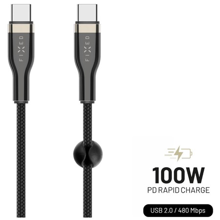 FIXED USB-C / USB-C 100W 0,5m ern kabel