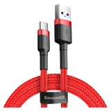 Baseus Cafule Series USB-A / USB-C 2m opletený červený kabel