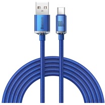 Baseus Crystal Shine Series USB-A / USB-C 100W 2m opleten modr kabel