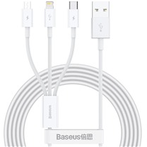 Baseus Superior 3v1 USB / USB-C, Lightning, micro USB, 1.5m bílý kabel