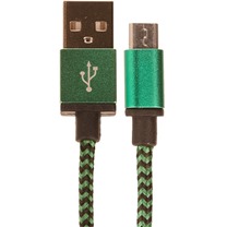 CellFish USB-A / micro USB 1m opletený zelený kabel
