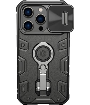Nillkin CamShield Armor Pro odoln zadn kryt s krytkou kamery a stojnkem pro Apple iPhone 14 Pro ern