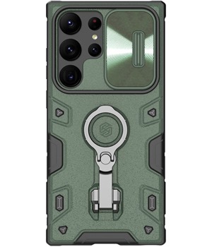 Nillkin CamShield Armor Pro odoln zadn kryt s krytkou kamery a stojnkem pro Samsung Galaxy S23 Ultra zelen