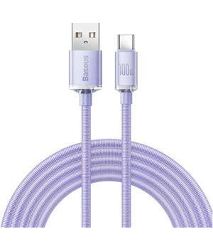 Baseus Crystal Shine Series USB-A / USB-C 100W 2m opleten fialov kabel