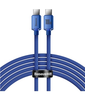 Baseus Crystal Shine Series USB-C / USB-C 100W 2m opleten modr kabel