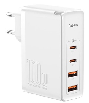 Baseus GaN2 Pro 100W rychlonabíječka 2x USB-C + 2x USB bez kabelu bílá