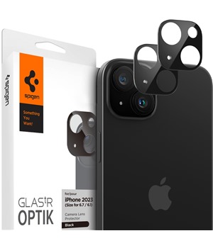 Spigen Glass.tR EZ Fit Optik tvrzen sklo na oky fotoapartu pro Apple iPhone 15 / 15 Plus 2ks ern