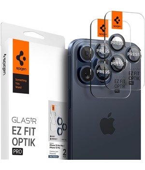 Spigen Glass.tR EZ Fit Optik Pro tvrzen sklo na oky fotoapartu pro Apple iPhone 15 Pro / 15 Pro Max 2ks modr