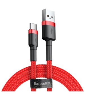 Baseus Cafule Series USB-A / USB-C 3m opletený červený kabel