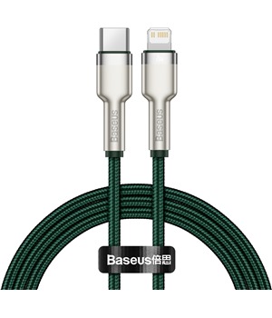 Baseus Cafule Series USB-C / Lightning 20W 1m opleten zelen kabel