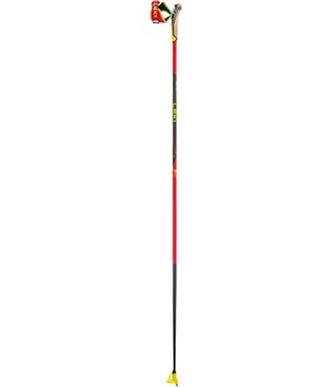 LEKI Poles, HRC max, bright red-neonyellow-carbon structure, 130