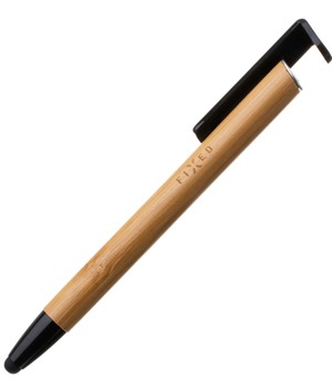 FIXED Pen 3v1 propiska se stylusem, stojnkem a antibakterilnm povrchem (bambusov tlo) ern / hnd