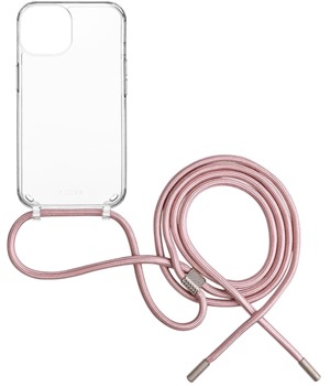 FIXED Pure Neck zadní kryt se šňůrkou na krk pro Apple iPhone 15 Plus růžový