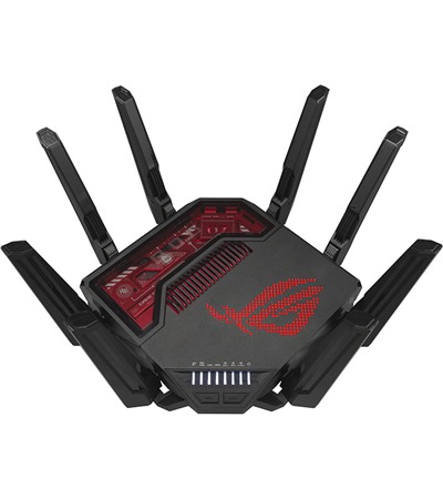ASUS ROG Rapture GT-BE19000 router s podporou WI-Fi 7 ern ASUS TUF Gaming P1 hern podloka pod my ern ,Tech-Protect PC6X6 prodluovac kabel 2m 6x zsuvka, 3x USB-A 3x USB-C 