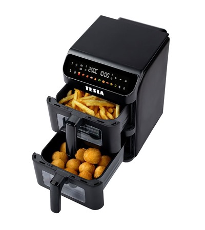 TESLA AirCook DualZone Q670 XXL horkovzdu�n� frit�za �ern� Tech-Protect PC6X6 prodlu�ovac� kabel 2m 6x z�suvka, 3x USB-A 3x USB-C 