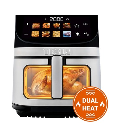 TESLA AirCook DualHeat QD73 XXL multifunk�n� digit�ln� horkovzdu�n� frit�za Tech-Protect PC6X6 prodlu�ovac� kabel 2m 6x z�suvka, 3x USB-A 3x USB-C 