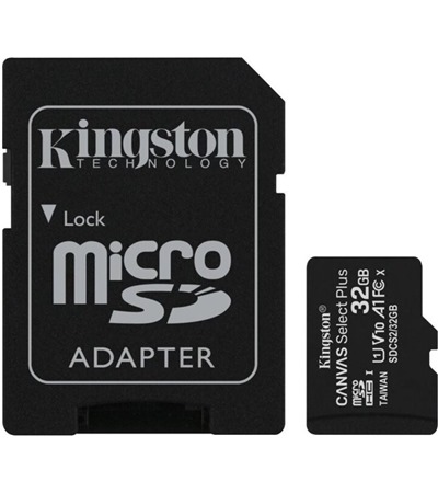 Kingston microSDHC 32GB Canvas Select Plus + SD adaptér