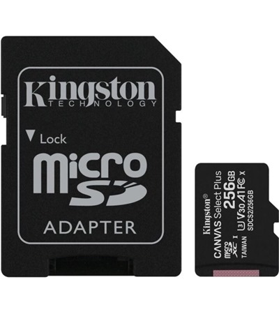 Kingston microSDXC 256GB Canvas Select Plus + SD adapt�r