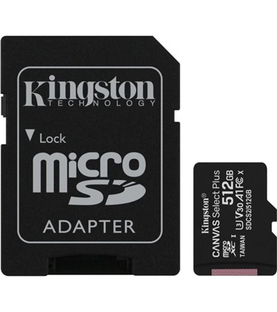 Kingston microSDXC 512GB Canvas Select Plus + SD adaptr