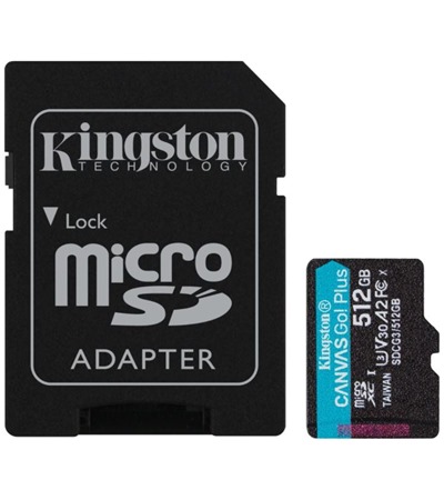Kingston microSDXC 512GB Canvas Go! Plus + SD adaptr